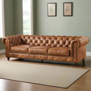 Leather Couch Century Chesterfield