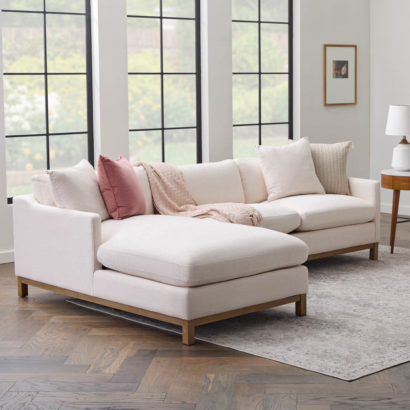 Wooden bottom L couch