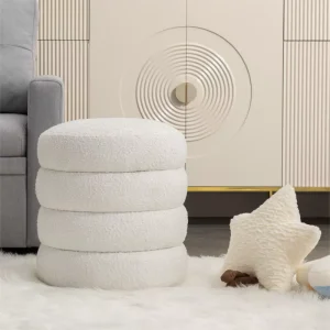 Ivory Round Ottoman